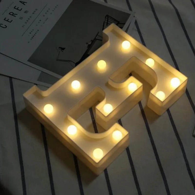 Led Marquee буква Алфавит символ огни знак Свадьба День Рождения Декор лампы - Цвет: E