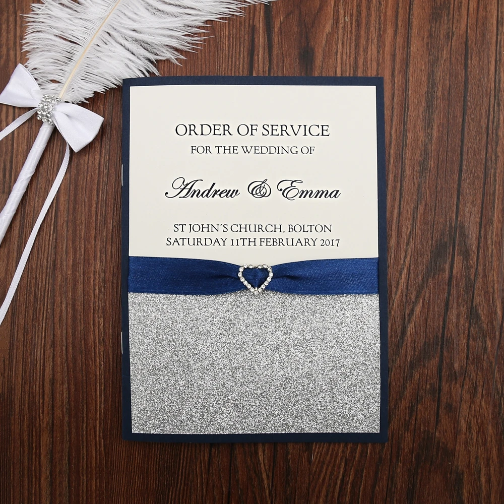 blue wedding program free customized printing monogram marriage free invitation program