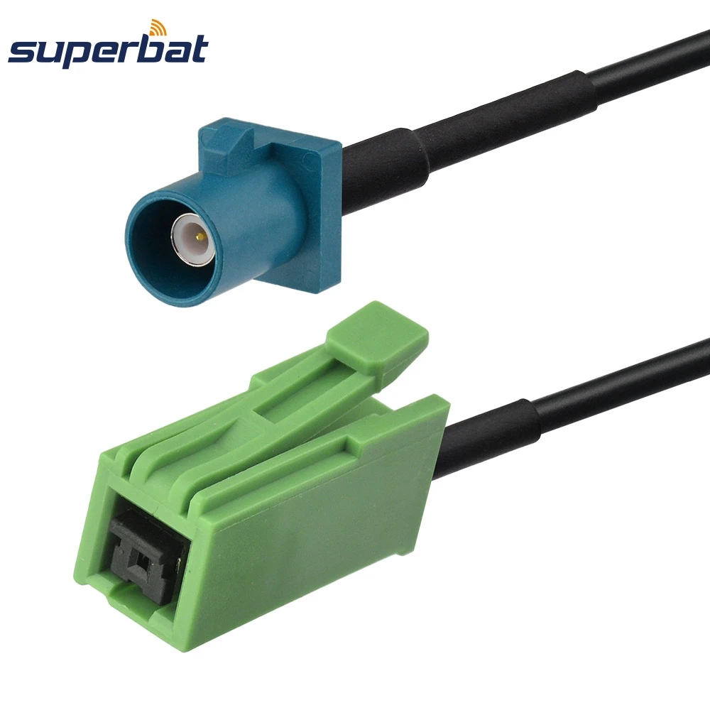 Кабель Superbat Fakra штекер Z гнездовой разъем для часов зеленый Pigtail RG174 30 см GPS|plug f|plug