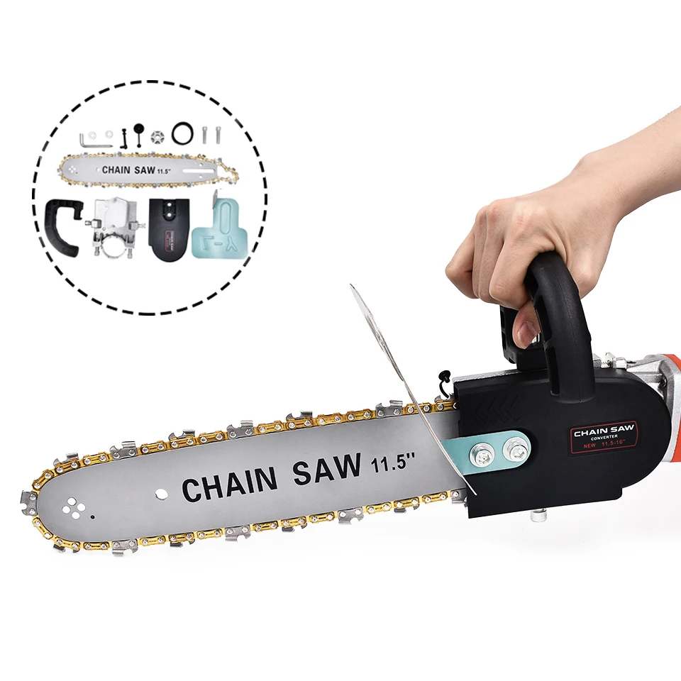 

GOXAWEE Electric Saw 11.5 Inch Chainsaw Bracket Set Angle Grinder Into Chain Saw Woodworking Power Tool Set