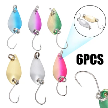

6Pcs 2.5g Spinner Spoon Fishing Lure Hard Baits Trout Blinker Wobbler Fishing Lure Sequins Bait With Single Hook Tackle