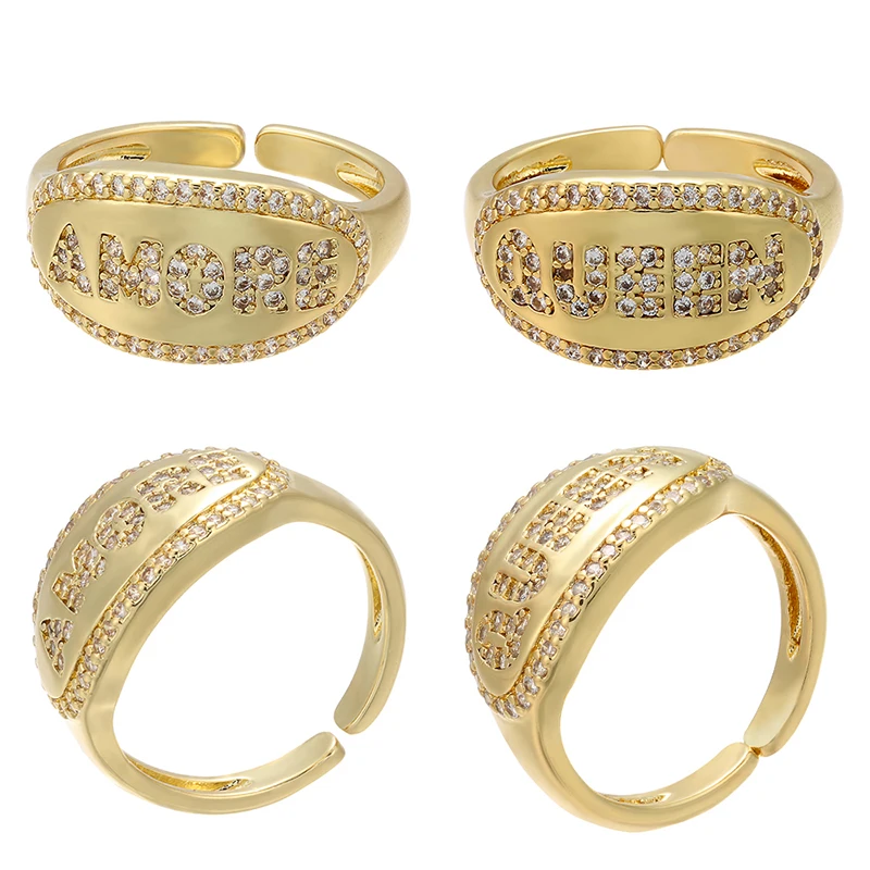 

ZHUKOU 20x20mm Fashion Brass Zirconia Finger Ring Silver gold Minimalist Women Engagement Wedding Band Ring model:VJ5