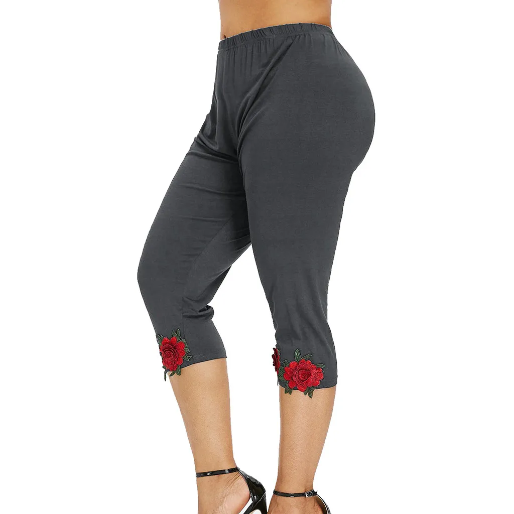 Женские обтягивающие брюки с высокой талией размера плюс, укороченные эластичные брюки, модные женские повседневные брюки размера плюс, брюки с высокой талией#606 - Цвет: Серый
