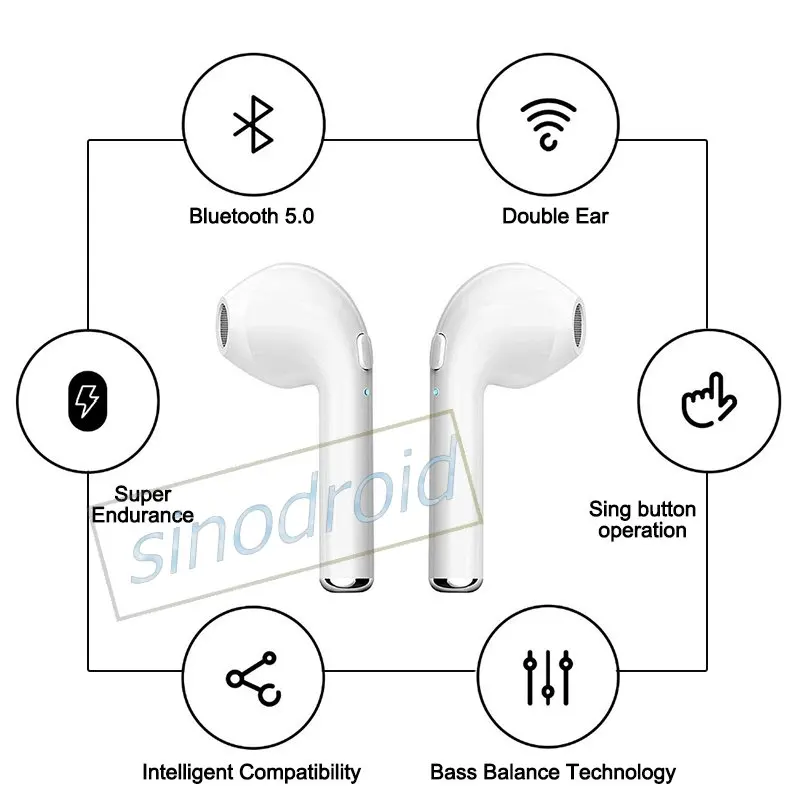 80 шт Беспроводной Bluetooth наушники i7S TWS Близнецы наушники-вкладыши стерео наушники для iPhone Android с зарядный чехол разноцветный