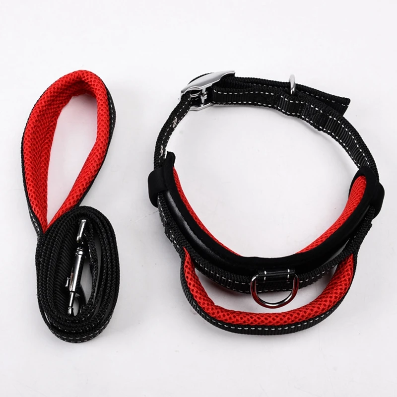 Dog Collar Leash strong nylon Mesh Breathable Adjustable Collars High