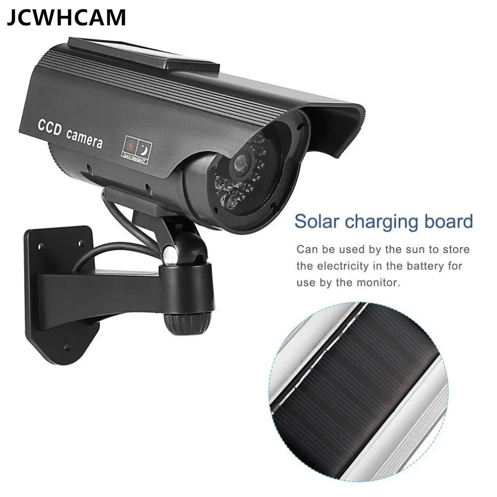 

JCWHCAM High-Fidelity Camera Model With Led Light Solar Power Dummy Camera Waterproof Outdoor Security CCTV Surveillance