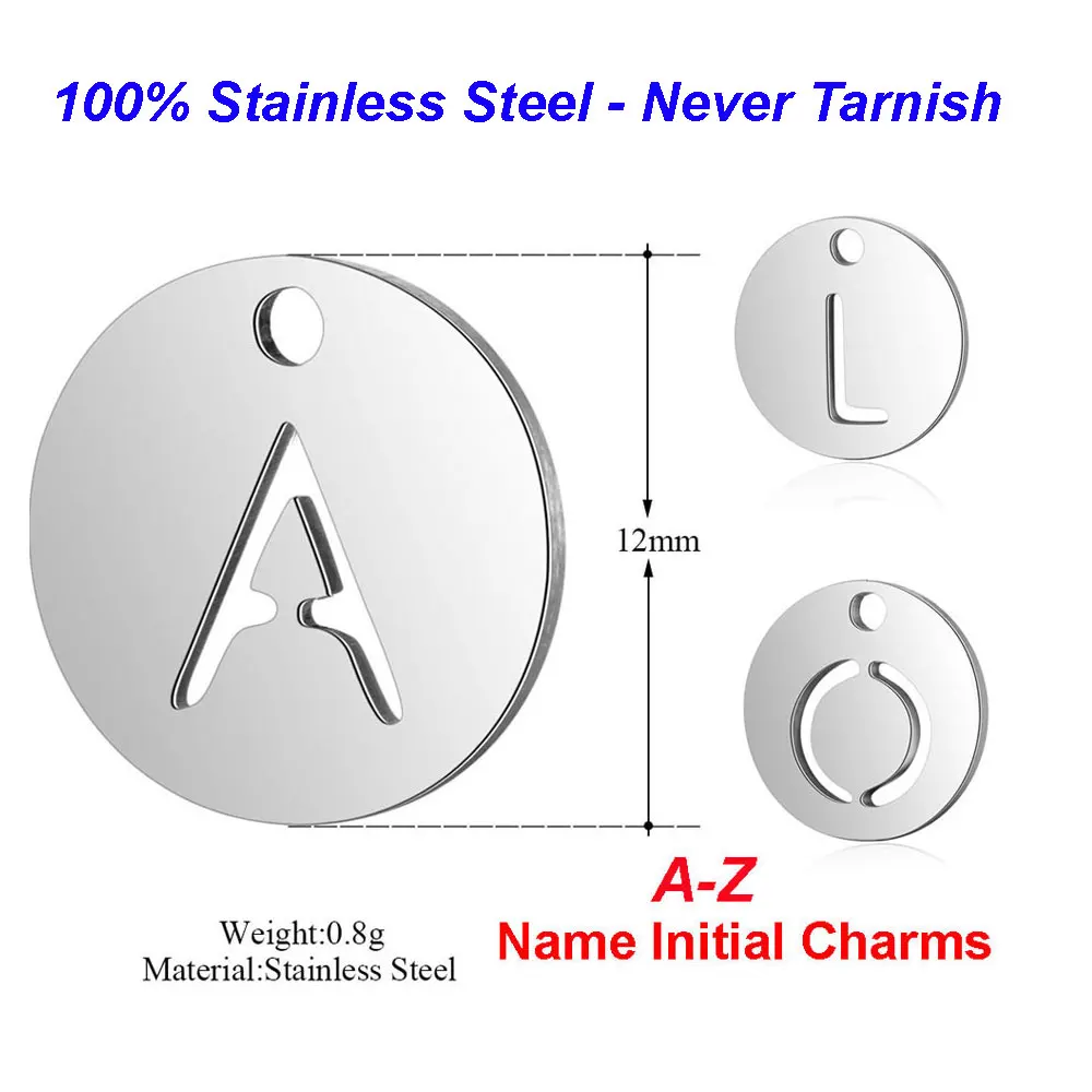 Stainless Steel Letter Charms Charms Letters Diy Steel Alphabet