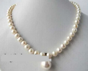 

ddh001812 8mm Round White Freshwater Pearl Shell Pearl Pendant Necklace