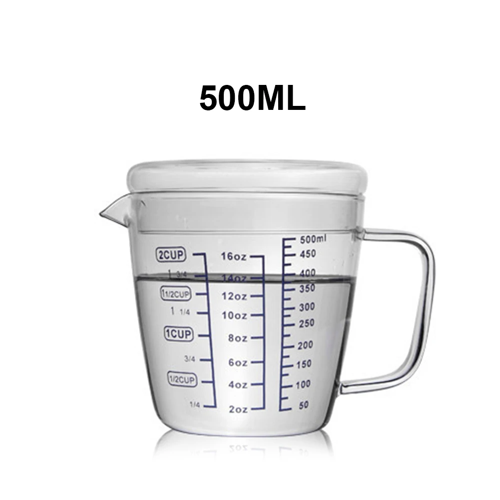 Высокая боросиликатная термостойкая стеклянная мерная чашка детская молочная чашка со шкалой микроволновая печь прозрачная мерная чашка с крышкой