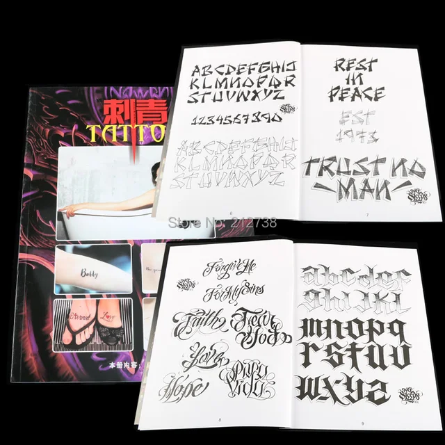 free shipping 1pc tattoo flash book calligraphy english font