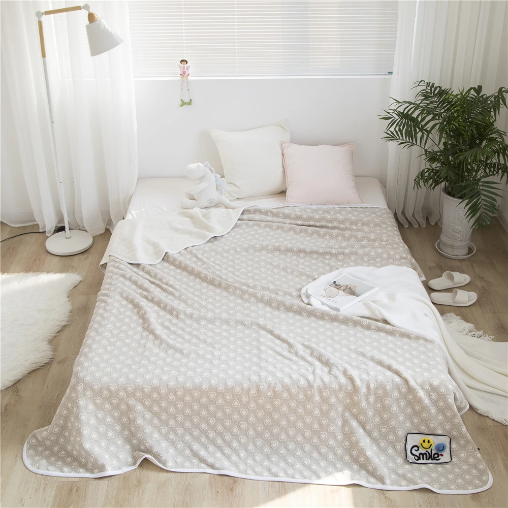 

100% Cotton Solid Heart Jacquard Throws Bath Towel Bed Cover Bedspread Portable Air Conditioner Throws Blanket Summer Quilt