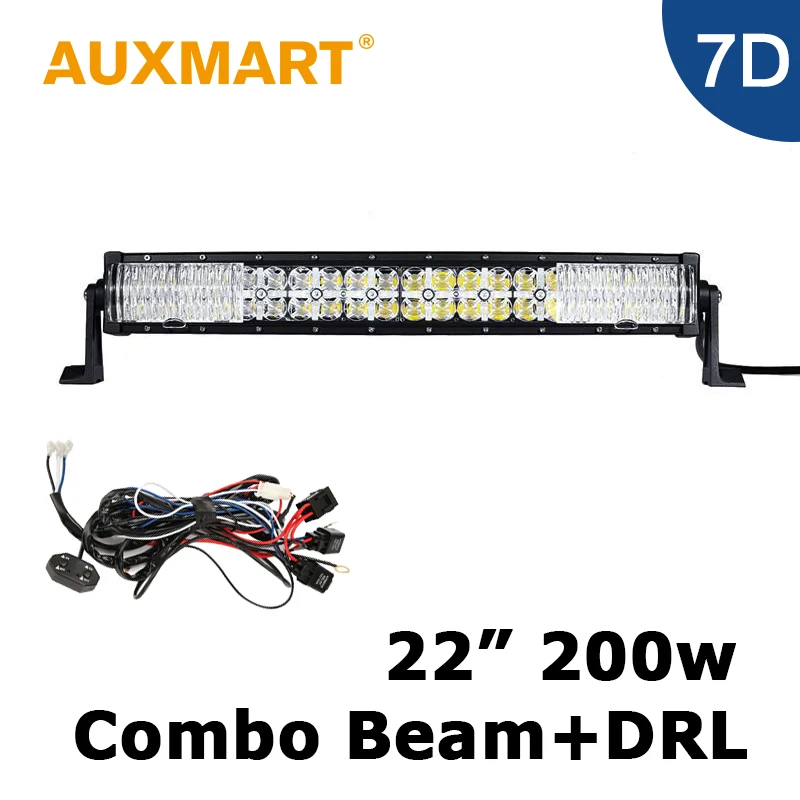 

Auxmart 22'' 200W LED Light Bar 7D CREE Chips Off-road Driving Combo Beam Work Light Bar Fit 4X4 Truck SUV 4WD Tractor 12V 24V