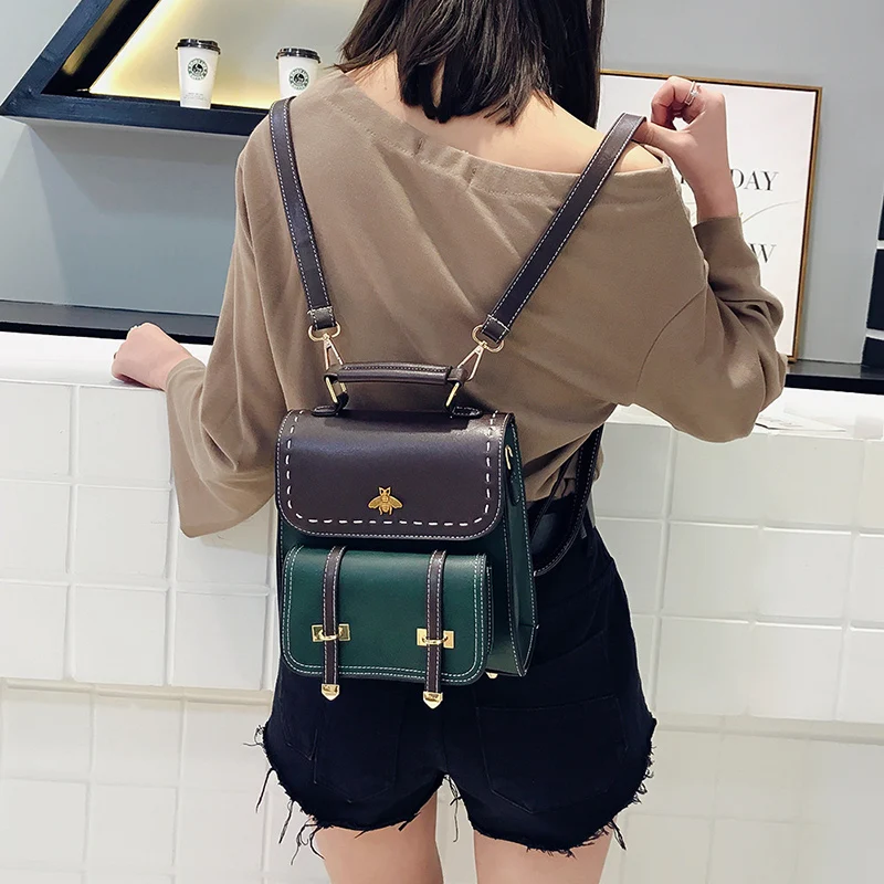 Весенняя новая популярная цветная мини сумка через плечо Женская Корейская Дикая мода Ретро маленький рюкзак на плечо двойного назначения посылка