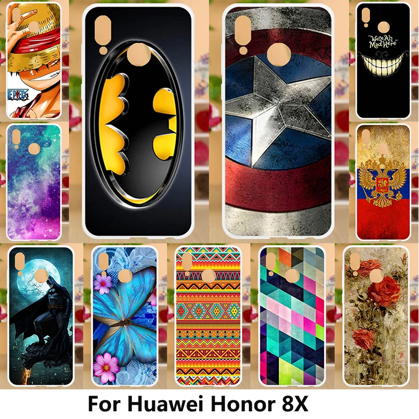 

Anunob Huawei Honor 8X Case Silicon Painting Soft TPU Back Cover For Huawei Honor 8X Cases Phone Bumper Protect Skin Shell