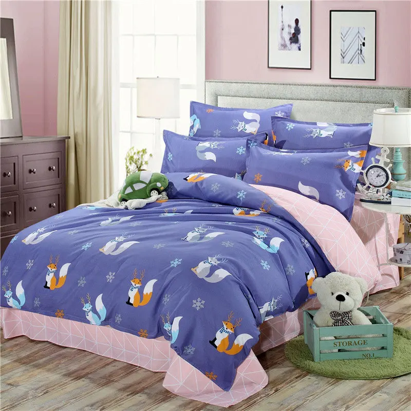 Комплект постельного белья из 4 предметов с изображением фламинго и геометрическим рисунком; пододеяльник с героями мультфильмов; Детские простыни и наволочки; Комплект постельного белья 40 - Цвет: 2TJ-61002-012
