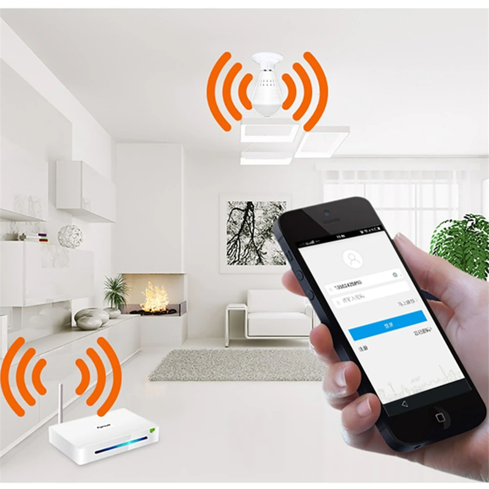 Cena VR Full HD 1080P kamera wifi IP 360 lampa bezpieczeństwa panoramiczna żarówka wideo cctv nadzór Fisheye HD Night Vision światła korytarz