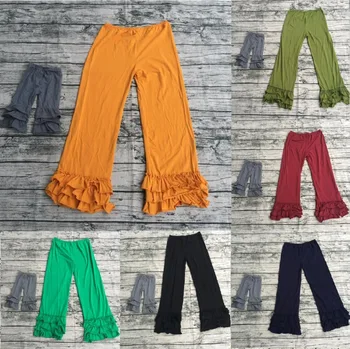 

2017 new fashion design autumn cute baby kids pants design bf girl ruffle pants yoga pants adult triple ruffle pants