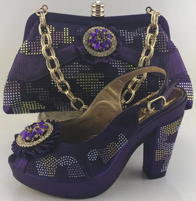 2017 elegant PURPLE African Shoes and Matching Bags set 2017 elegant PURPLE African Shoes and Matching Bags set