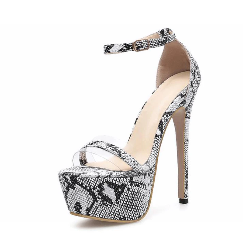

New Summer Women Platform Sandals Fashion High Heels Sexy Party Print Open Toe sandalias mujer 2019 Buckle Strap Sandals JS809