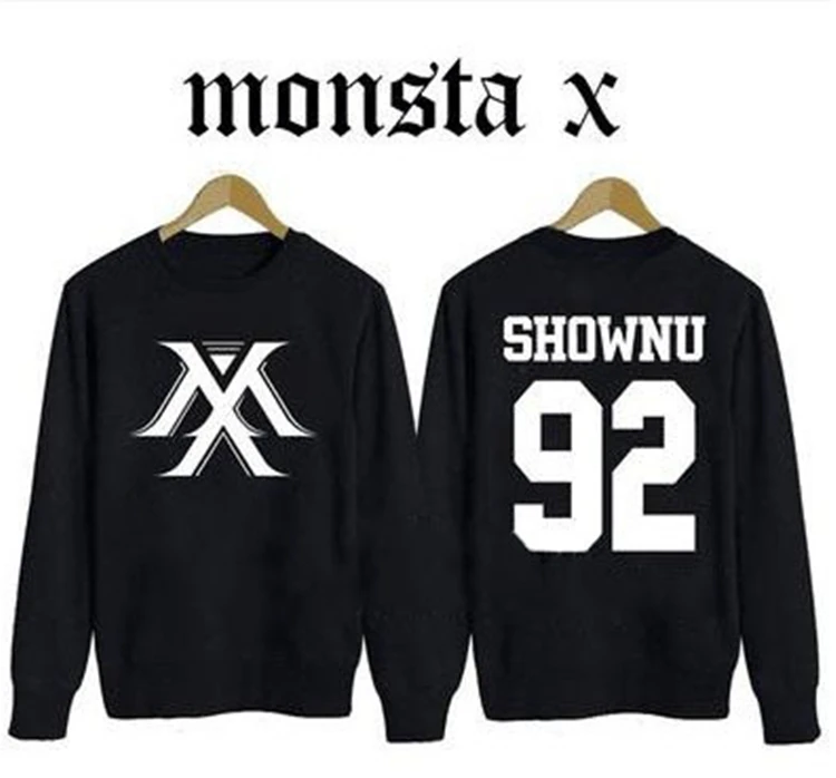 Одежда Monsta X kpop Корейская версия осенних толстовок k-pop MONSTA мужской женский шерстяной свитер с длинными рукавами верхняя одежда - Цвет: Коричневый