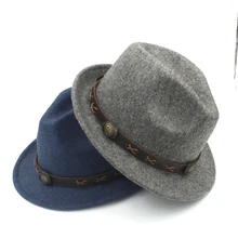 Шерсть Для женщин Для мужчин зимние фетровая шляпа для элегантных леди папа стимпанк Хомбург церковь Шляпа Дерби Клош Джаз шапки с пояс