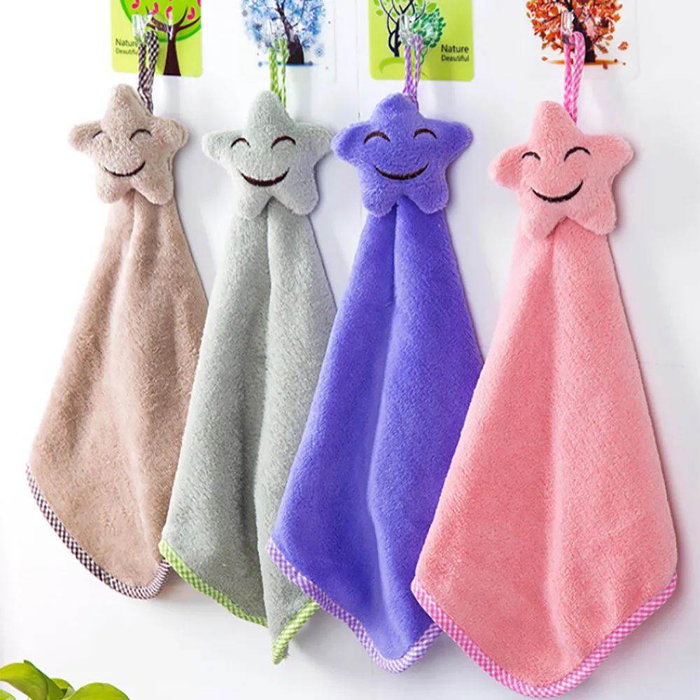

Ishowtienda new arrival hot soft baby hand towel Smiling Face Hanging Hand Towelsbath towels lovely towel Multi styles