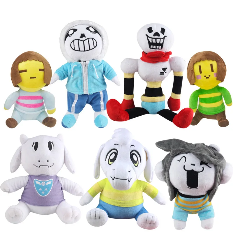 

Skyleshine 7pcs/set Undertale Plush Toys 20-30cm Frisk Sans Papyrus Asriel Toriel Stuffed Dolls Cartoon Toys Baby Doll S896