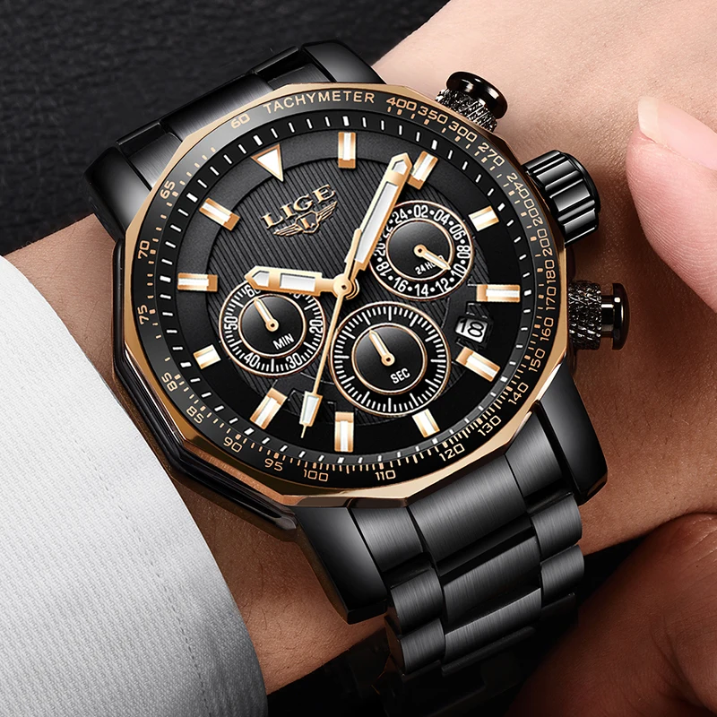 New 2019 LIGE Mens Watches Top Brand Luxury Men's Waterproof Military Sports Watch Men Analog Quartz Clock Relogio Masculino+Box