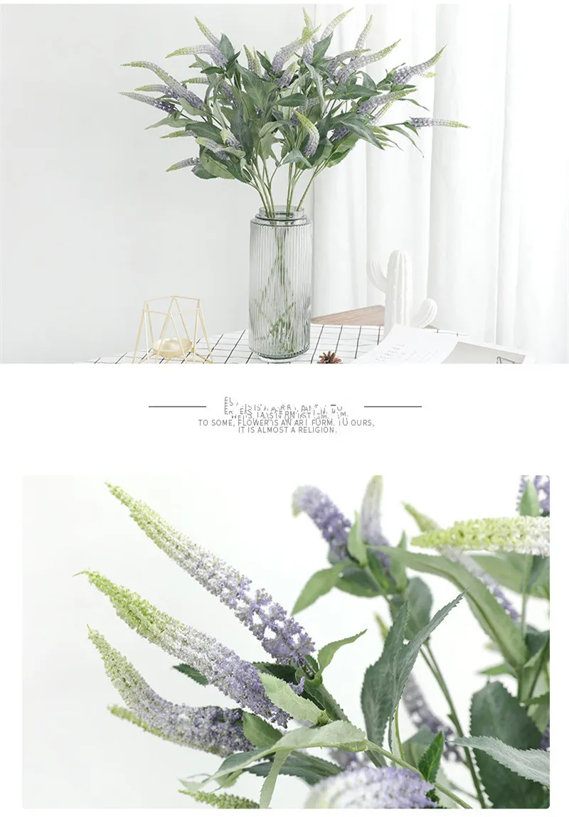 Description Picture 5 of itemLuxury long sage grass branch Artificial Flowers DIY fake plants home wedding Decoration flores artificiales