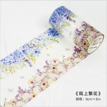 90mm Blossoming Floral flowers Season Plants Time Memory Decoration Washi Tape DIY Planner Scarpbooking Masking Tape Escolar