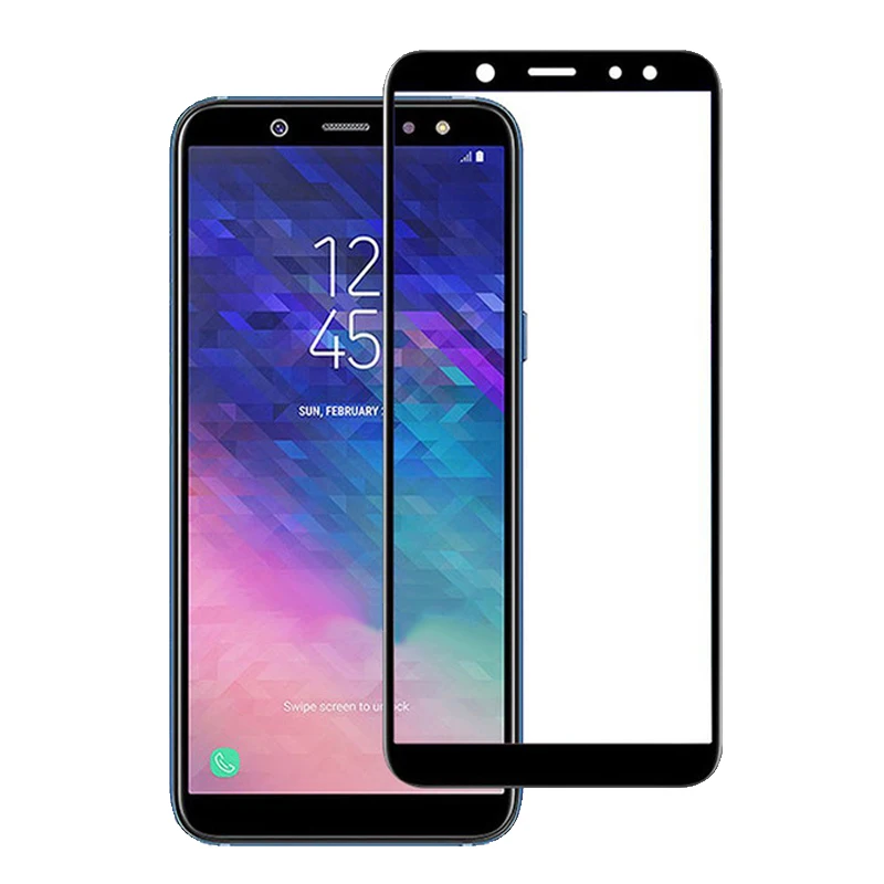 Защитная пленка на весь экран для Samsung Galaxy A6 2018 закаленное стекло Plus | Мобильные