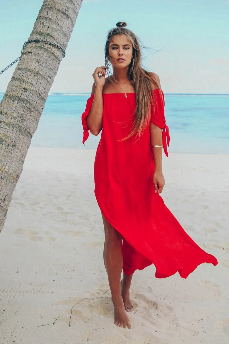 beach dress red