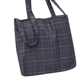 

Woman Trendy Plaid Canvas Shoulder Bags Campus Style Leisure Crossbody Bags Large Capacity Canvas Purse Pouch bolsa feminina Y