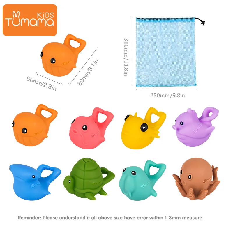 Billig Tumama Bad Spielzeug 8 teile satz PVC Meer Tier bad spielzeug für babys Squeeze Ring Spielzeug Für Kinder Multifunktions Baden Dusche spielzeug