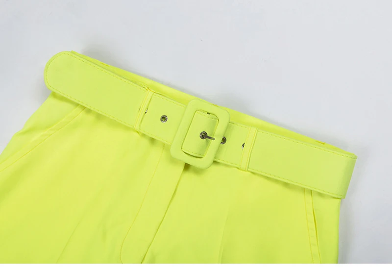 Женский офисный Женский комплект из 2 предметов, сексуальный однотонный неоновый зеленый оранжевый короткий Блейзер с зазубренным воротником, костюмы, пиджак и брюки-карандаш, комплект