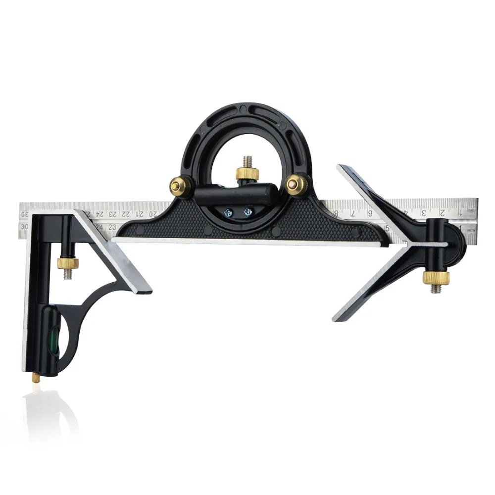 

New Precise Stainless Steel Measuring Tools Aluminium Combination Square Diy Workshop Hardware Angle Spirit Level 12" (300mm)