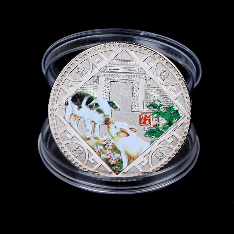 2019 Pig Commemorative Coin Chinese Zodiac Anniversary Coin Souvenir Medal HI KK