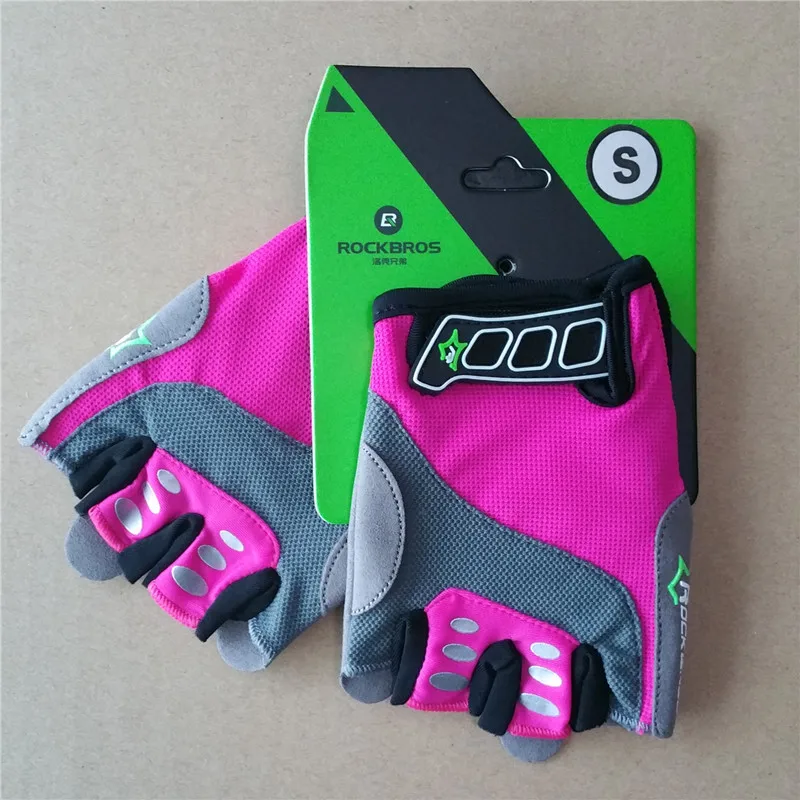 ROCKBROS женские перчатки для велоспорта, перчатки для шоссейного велосипеда, Женские Спортивные Перчатки для фитнеса, противоскользящие Гелевые перчатки для горного велосипеда - Цвет: Rose