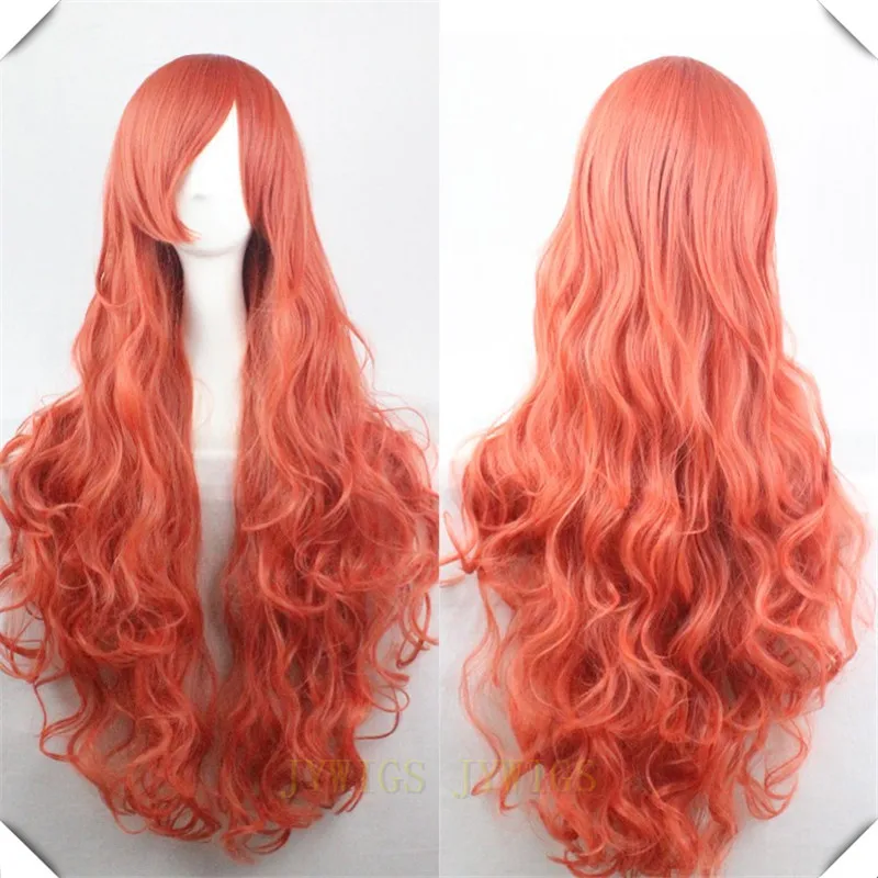 Orange Wig Cosplay Synthetic Sexy Party Hair Women's Long Wavy Cosplay