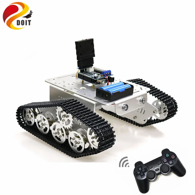 

T300 Handle/Bluetooth/WiFi RC Control Robot Tank Chassis Car Kit for Arduino with UNO R3, 4 Road Motor Driver Board, WiFi Module