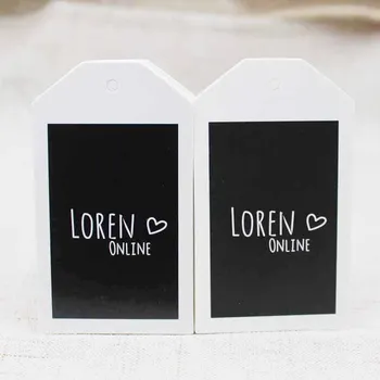 

7.6*4.50cm 1000pcs customized paper hang tag/clothing swing tag labels/garment printed tags brand with two side black print