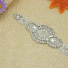 Свадебный пояс-кушак, свадебные серебряные стразы-кушак, Хрустальный кушак, вышивка бисером, аппликация 10 шт. RA001-Y9513