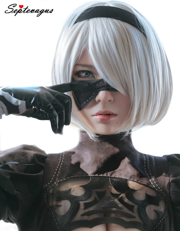 Nier Automata 2B YoRHa No.2 Тип B Heroine короткие Серебристые белые Bobo термостойкие косплей
