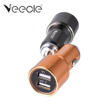 Veecle Imitação de Aço de Segurança Do Carro Carregador de 2 Porta USB 2 Vias Do Cigarro Do Carro Mais Leve Adaptador de Energia Hub Moeda Do Telefone Móvel