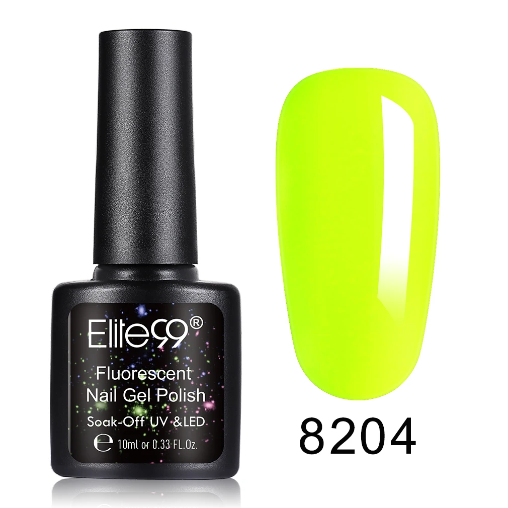 Elite99 10ml Fluorescent Gel Polish Semi Permanent Luminous Nail Gel Polish Soak Off Manicure UV Ge