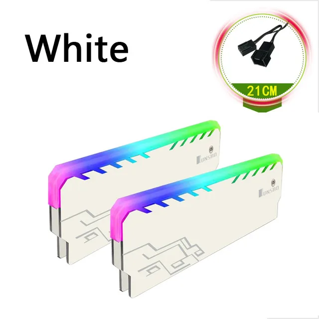 2PC Memory RAM RGB Cooler Heat Sink Cooling Vest Fin Radiation Dissipate for DIY PC Game Overclocking MOD DDR DDR3 DDR4,White 
