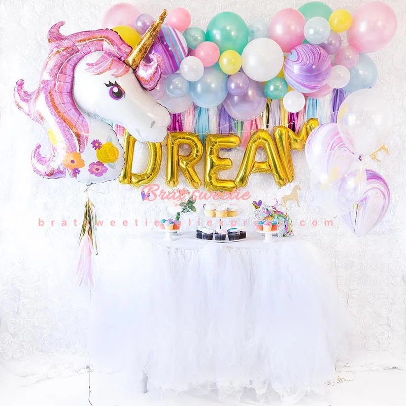 

Unicorn Party Ballons Cartoon Amnimal Unicorn Foil Letter Balloons Happy Birthday Decorations Kids Girls Party Supplies Favors