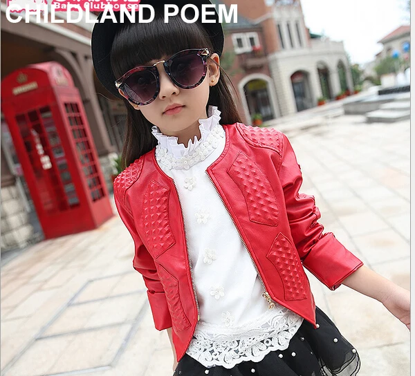 

4-12Y fashion girls clothes 2016 Autumn/Spring girls jackets lovely princess coat for Kids solid cotton top quality kids jacket