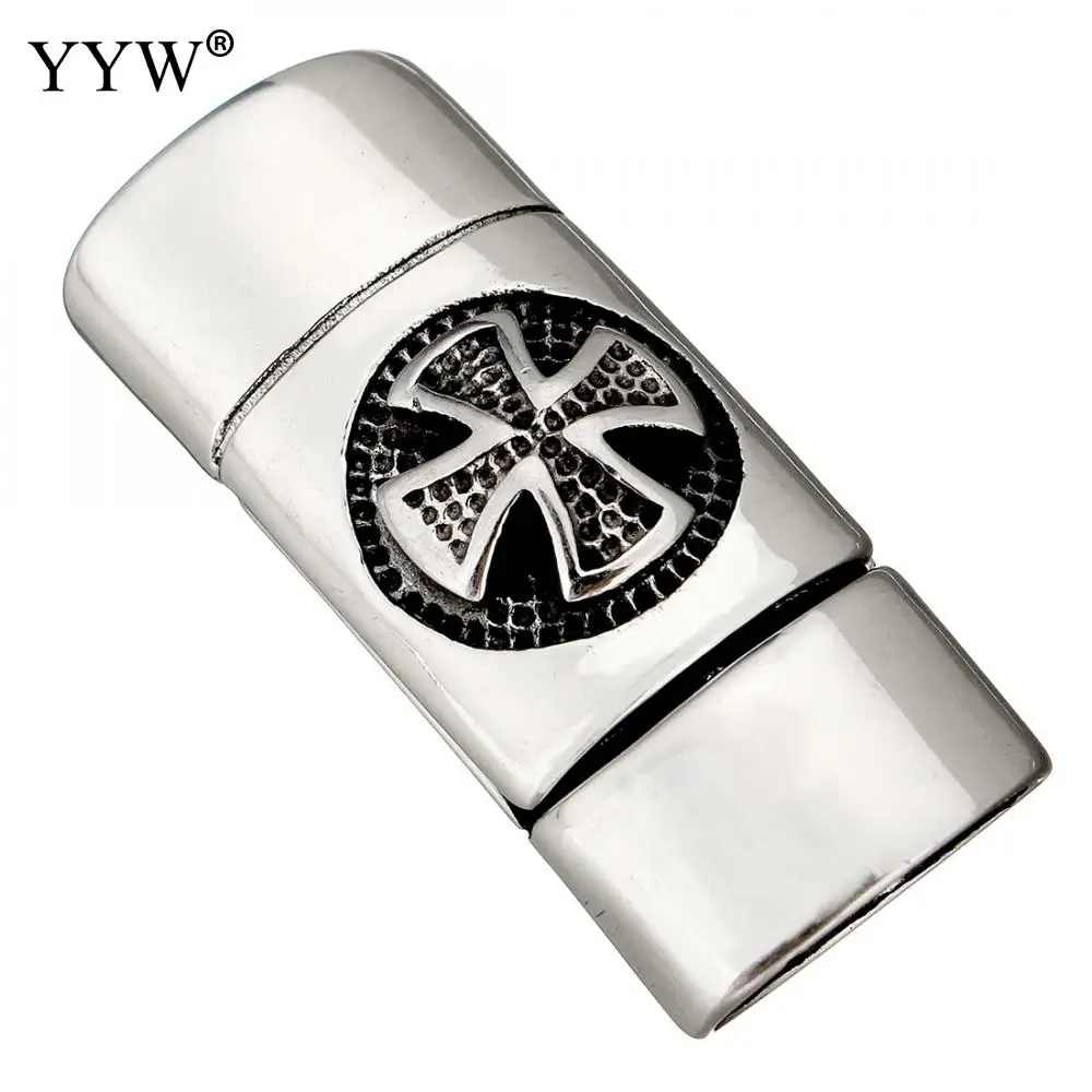 10pcs Clasps Leather Cord Bracelet Stainless Steel cross