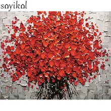 Картина с красным цветком DIY картина по номерам акрил картина настенное Искусство Современная картина маслом для украшения свадьбы